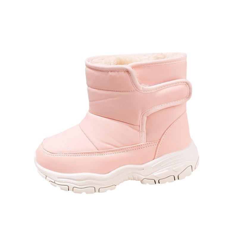New Winter Model Children's Boots with Back Velcro and Fleece Lining for Warmth, Casual Sports Snow Boots for Older Children