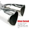 2.5 Inch Inlet Dual Exhaust Tips Muffler Tip,Chrome Heart-Shaped Exhaust Tip,Universal Bolt-On Double Tube Exhaust Muffler (Silver,Curved)