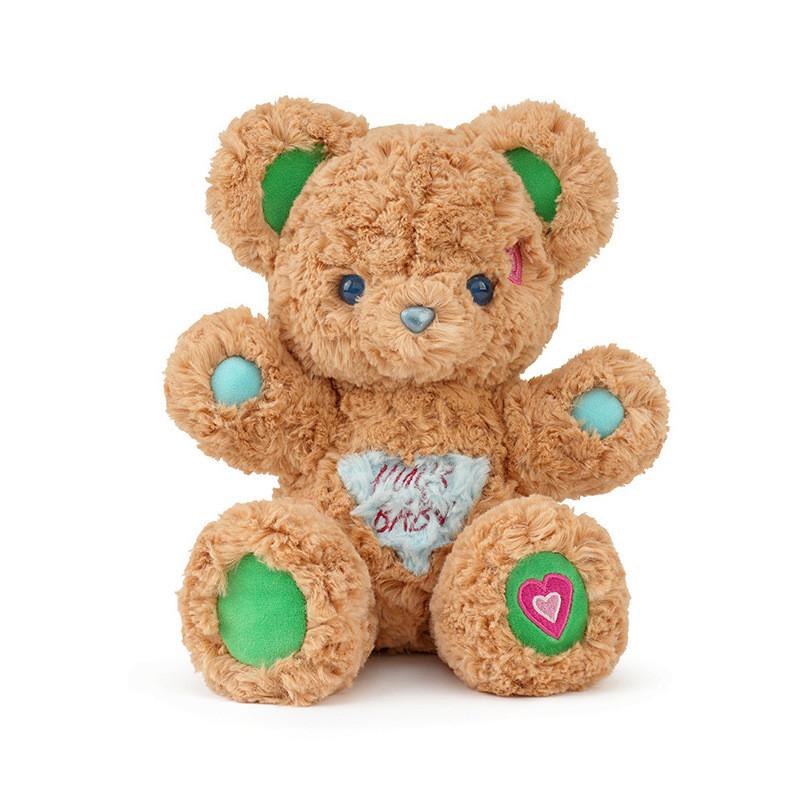 

Cute Candy Colored Letter Embroidery Heartshaped Color Blocking Plush Toy Doll For Girls Gift Collection 30cm коричневий