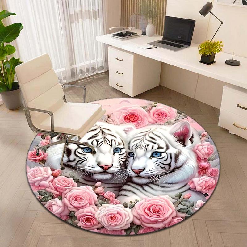 1Pc Tiger theme Circular Print Rug - home decoration Carpet For Living Room Bedroom Flooring Computer Chair Area Rug