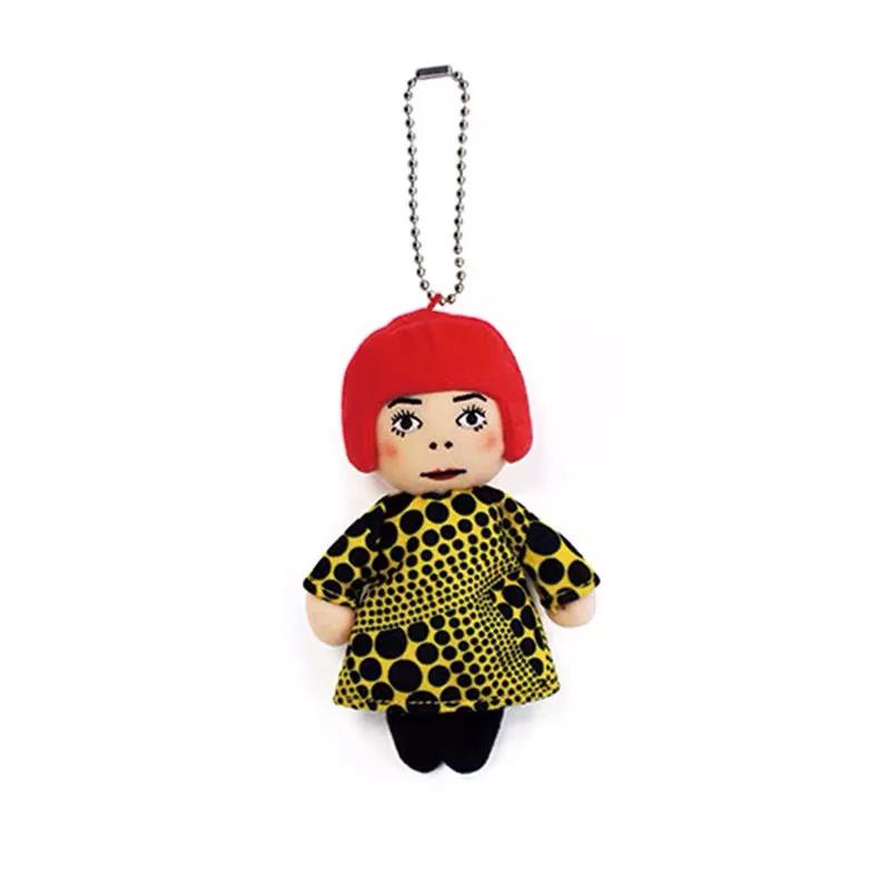 10cm Nieuwe Yayoi Kusama Mensachtige Stippen Gezichtloos Persoon Sleutelhanger Tas Hangende Decoratie Pluche Speelgoed Hanger red