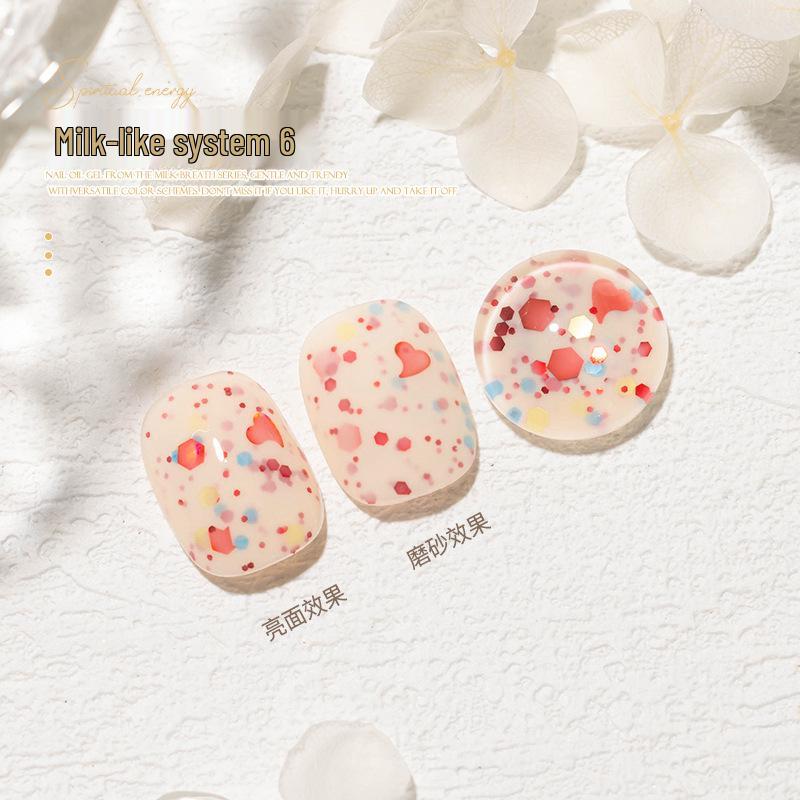 

2025 Весна/Лето Универсальная Серия Молочного Цвета Салонный Гель-лак для Ногтей – Молочно-желтый и Белый Глиттер Модная Коллекция