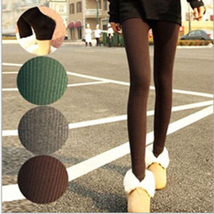 

Slim Fit Женский сплошной цвет плюс кашемир Высокая эластичность Повседневные свободные длинные брюки Теплые леггинсы