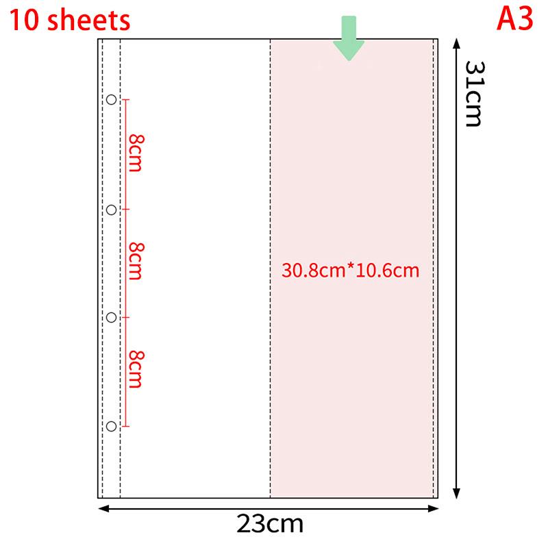 А4 Прозрачный держатель для фотокарточек на кольцах, вкладыши для фотоальбома 1/2/3/4/6/8/9/10 карманов, внутренняя страница, альбом для коллекционирования карточек