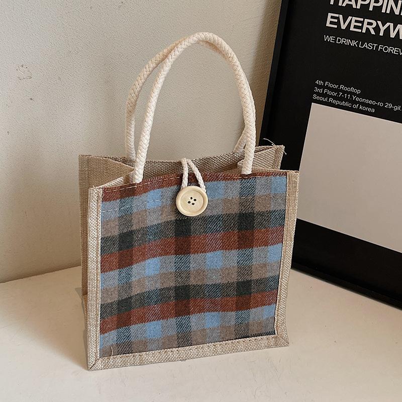 Portable Linen Bag for Work for Women Fashion Canvas Bag for Women Ins Fashionable Versatile One Shoulder Handbag