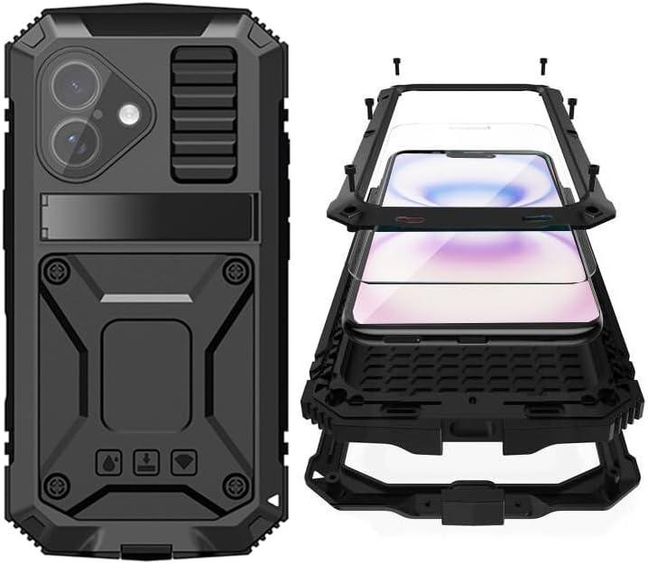 

Case for IPhone 17Air 16e 16 15 14 Plus 13 12 11 Pro Max Rugged Aluminum Metal Shockproof Cover Anti-scratch Glass Screen Film aluminum&Case & Strap&iPhone 16 Pro Max чёрный