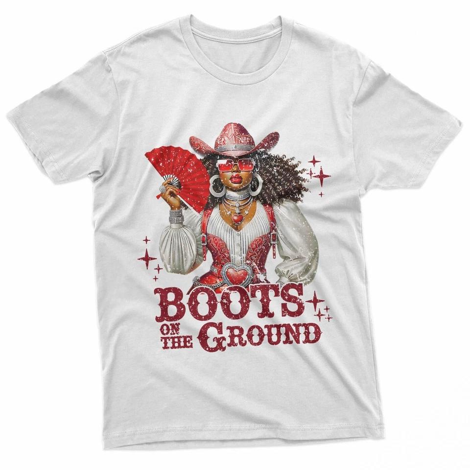 Boots On The Ground Boot Cowboy Western Cowgirl Linedance T-Shirt L
