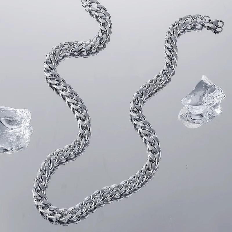 Herren Trendige Vielseitige Titanstahl Kubanische Kette Halskette – Hip Hop Stil Schlüsselbeinkette Accessoire