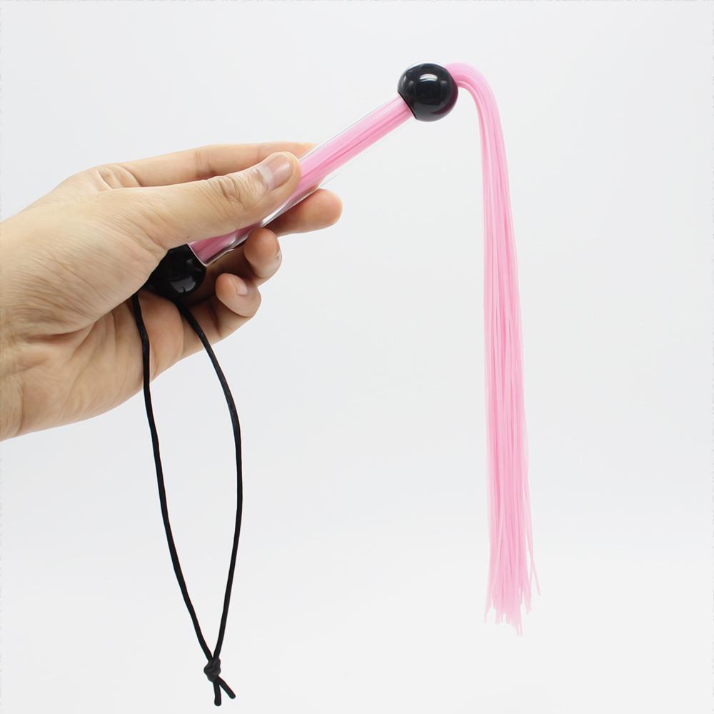 VaHppy Small Whips 100G 39CM Transparent Handle Rubber Tassel Tail 6colors SM BDSM Stuff Adult Products Sex Toys Couple Flirting Ass Pumping