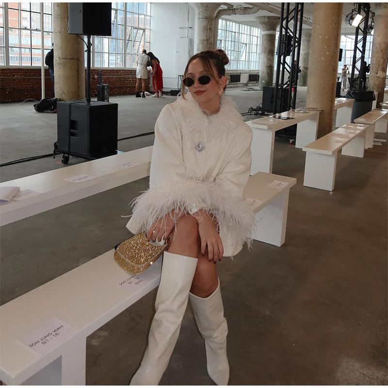 Tassel Solid Color Women Coat Faux Fur Feather Full Sleeve Female Jacket 2025 Autumn Winter Elegant Single Breasted Lady Outwear