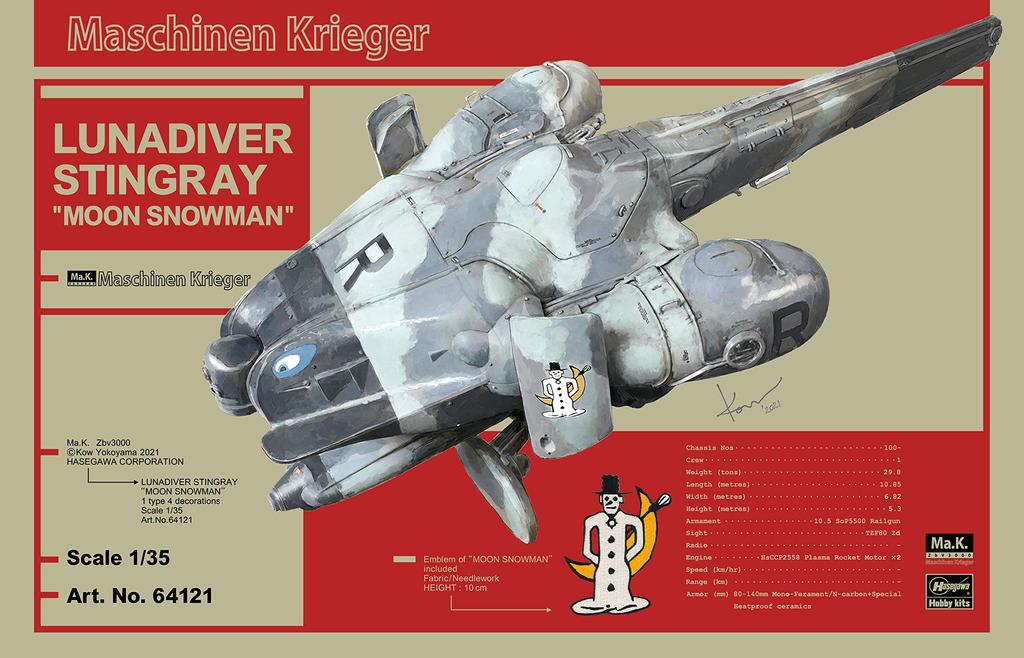 Hasegawa Maschinen Krieger Lunar Diver Stingray Moon Snowman Scale Plastic Model Kit 64121 1/35