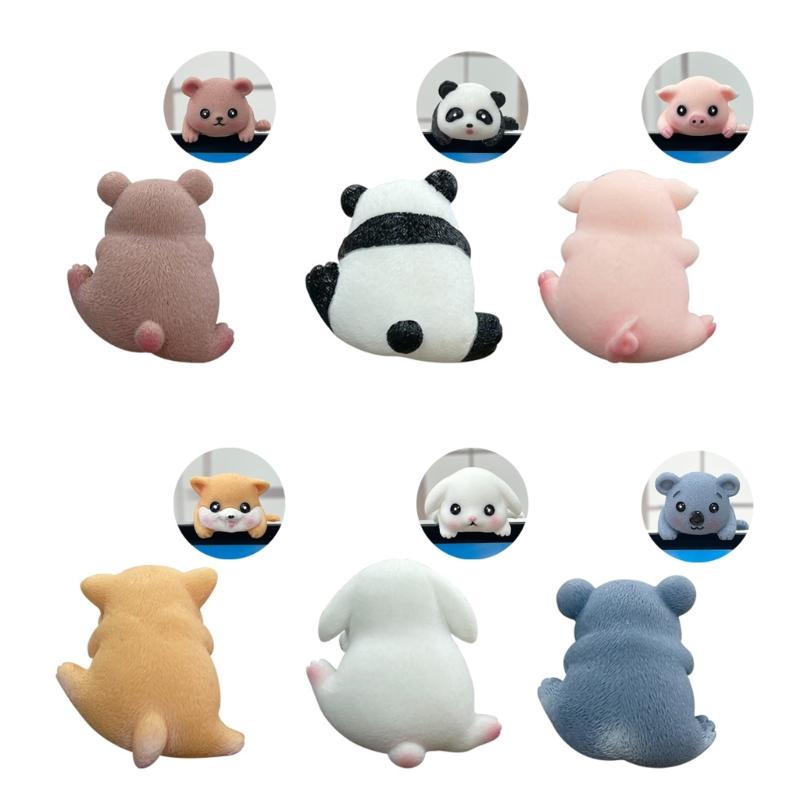 

6Pcs Creative 3D Amimal Figurine Resins Crafts Figures Toy Computer Monitors Decors Car Central Screen Decoration 1