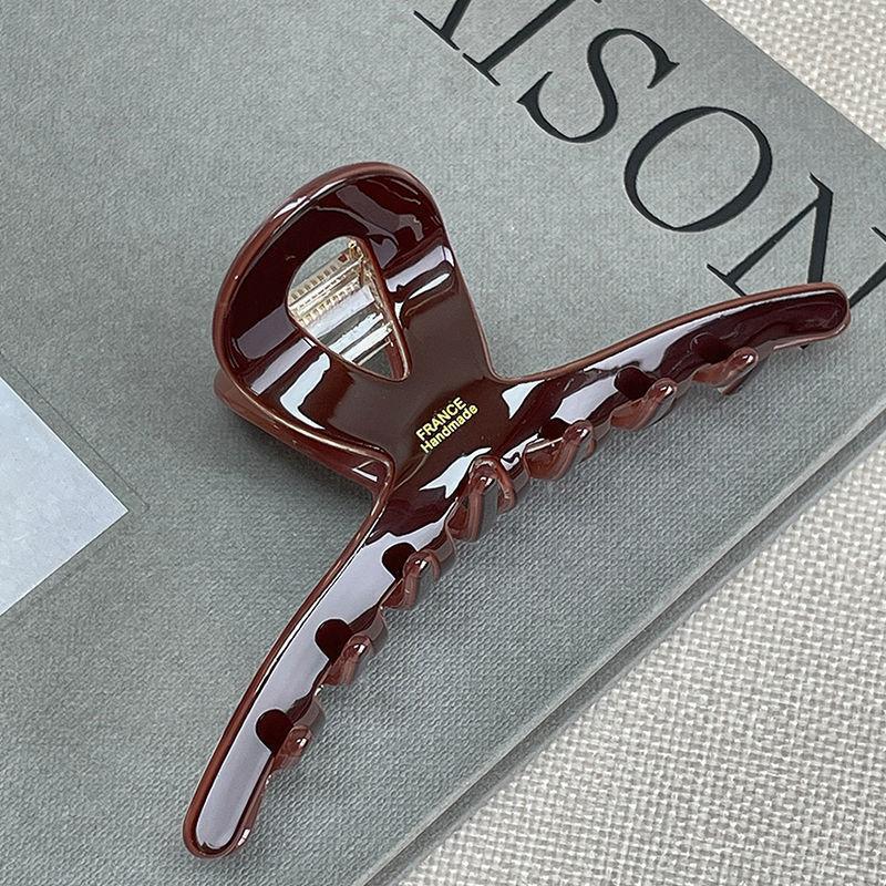 Chocolate Acetate Shark Hair Claw Elegant Women High Grade Back Head Hair Clip Fashion Luxury Solid Color Hair Grab Daily Hair Accessories