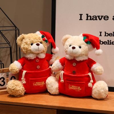Christmas Bear Storage Bag Doll Plush Toy Christmas Bear Doll Holiday Ornament Ragdoll Doll