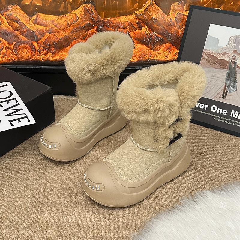 Women's Thick-soled Winter Lightweight Warm Anti Cold Padded Snow Boots Non-slip Wear-resistant Casual Sneakers Cotton Boots