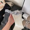 Ladies Spring and Summer Thin Style Personality Fashion Solid Color Heavy Industry Sequins Design Sense In The Tube Pile Socks