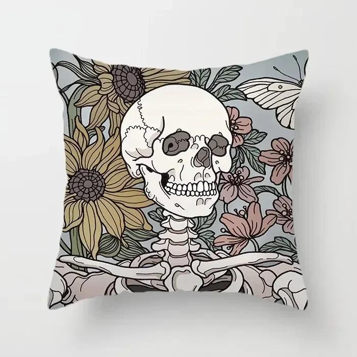 

Креативный чехол для подушки с принтом черепа, чехол для сиденья автомобиля, домашний декор, чехол для дивана-кровати 66x66cm