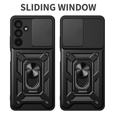 For Samsung Galaxy M55 5G/C55 5G/F55 5G Case Kickstand PC+TPU Phone Shell with Slide Camera Protective Cover