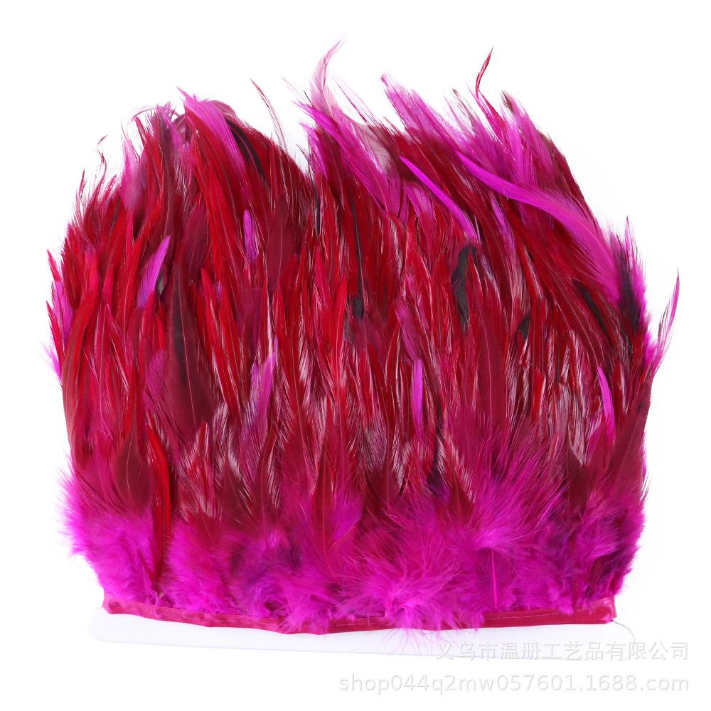 3-5 Red Tip Cloth Edge Stage Shooting Props Colored Chicken Feather Cloth With Evening Dress Skirt Diy
