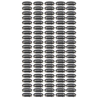 100PCS Wig Clips Invisible Windproof 8 Teeth Hair Extension Clips for Hat Fixing Black