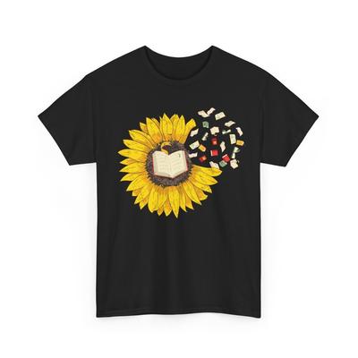 Books Sunflower T-Shirt, Books Reading Lovers Bookworm Women Men Shirt