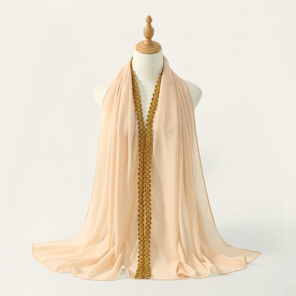Golden Wave Modest Covering Scarf Chiffon Material Shawl Wrap New Eid al-Fitr Hijab  Arab Style