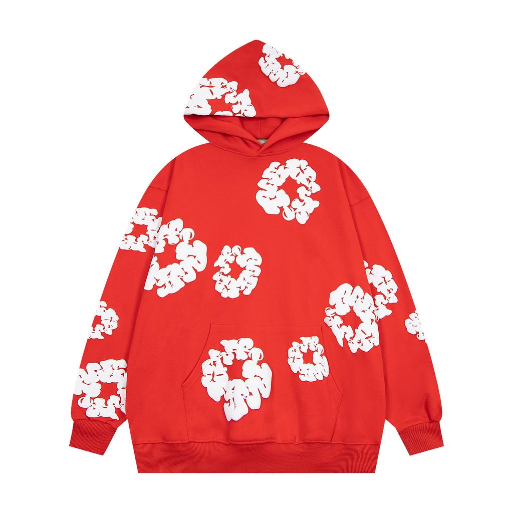 Felpa con cappuccio floreale trendy marca americana pullover casual ampio con stampa digitale per uomo e donna
