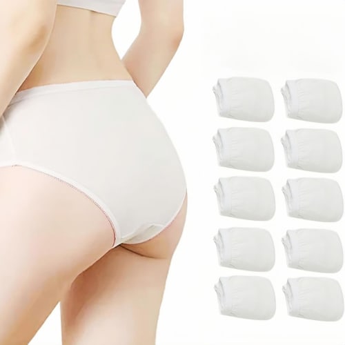 MochiGo Women's Disposable Panties, 100% Cotton, Triangle Type | Sterilized for Travel, Business Trips, Pregnancy, Postpartum, and Postpartum Use | 10