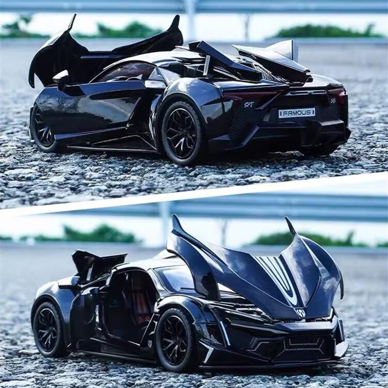 Modellino Auto Sportiva in Lega Lykan Hypersport Scala 1/24 Metallo Pressofuso Veicolo da Corsa Modellino Auto Suono e Luci Simulate Giocattolo per Bambini Regalo