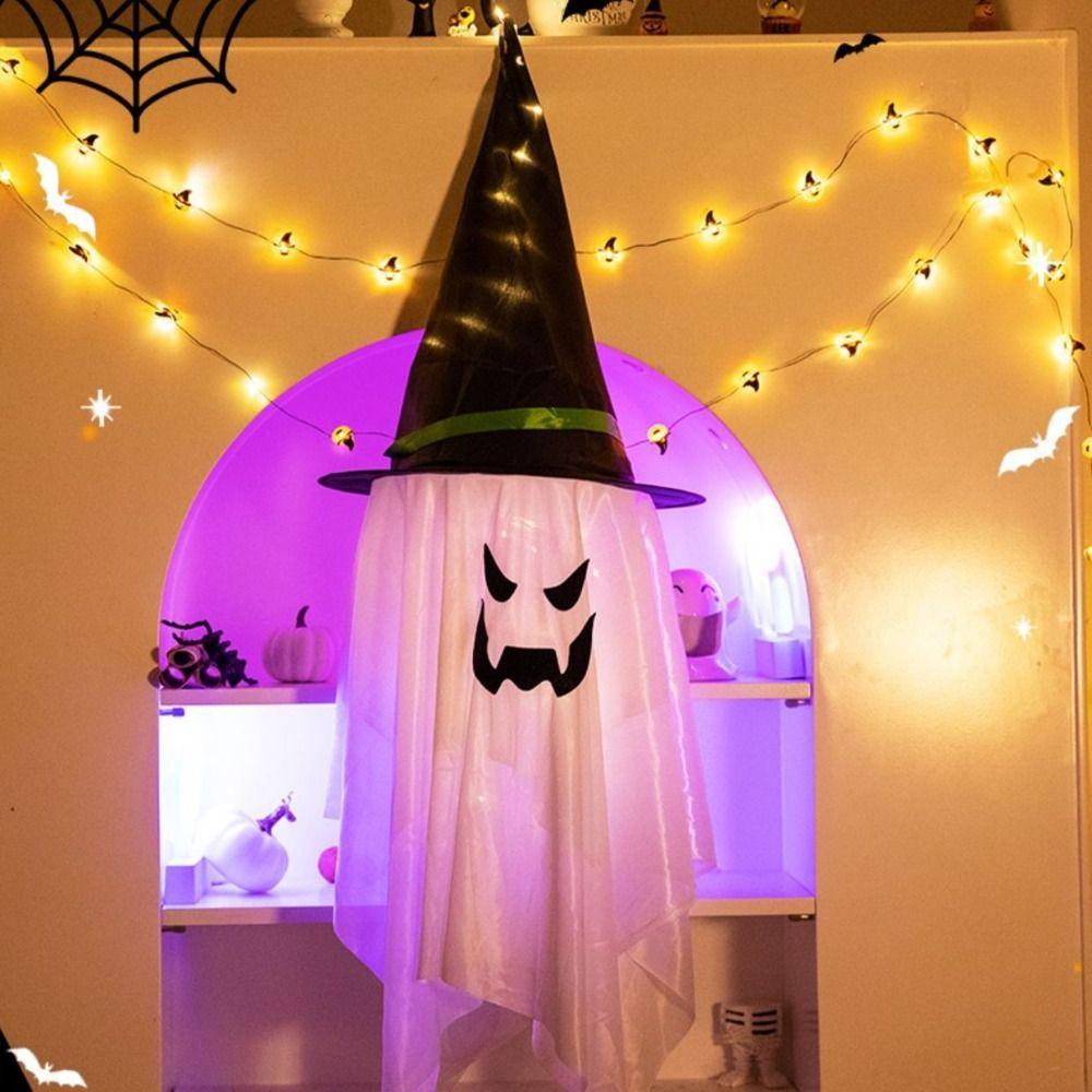 Papery Halloween Hanging Ornament Movable Decorative LED Light Hanging Halloween Ghost  Indoor