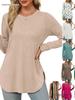 Autumn Women's Solid Long Sleeve Round Neck Loose Casual Top