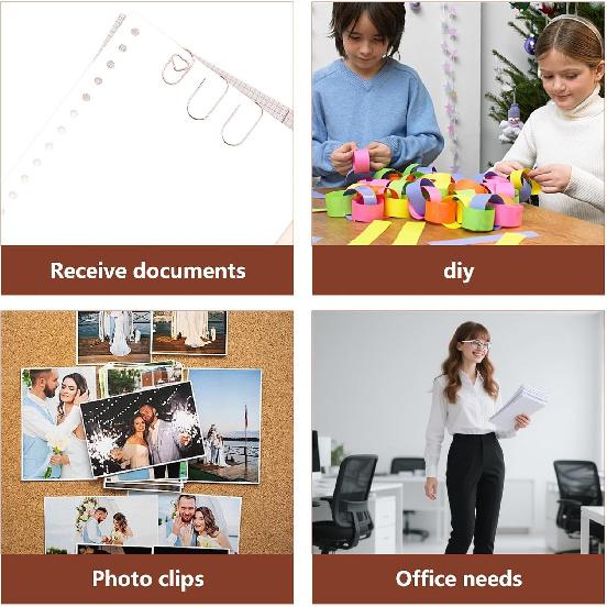 400PCS Rose Gold Paper Clips, Cute Decorative Mini Heart Shaped Paper Clips