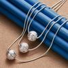 925 Sterling Silver Delicate Frosted 3-Bead Necklace for Women - Fashionable Party Gift & Wedding Accessory
