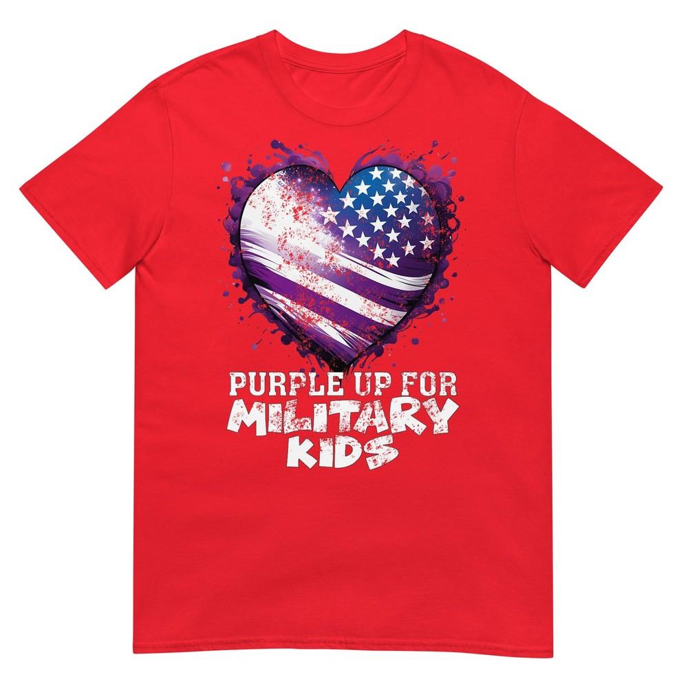Purple Up For Military Kids Flag Military Heart Child Month TShirt S