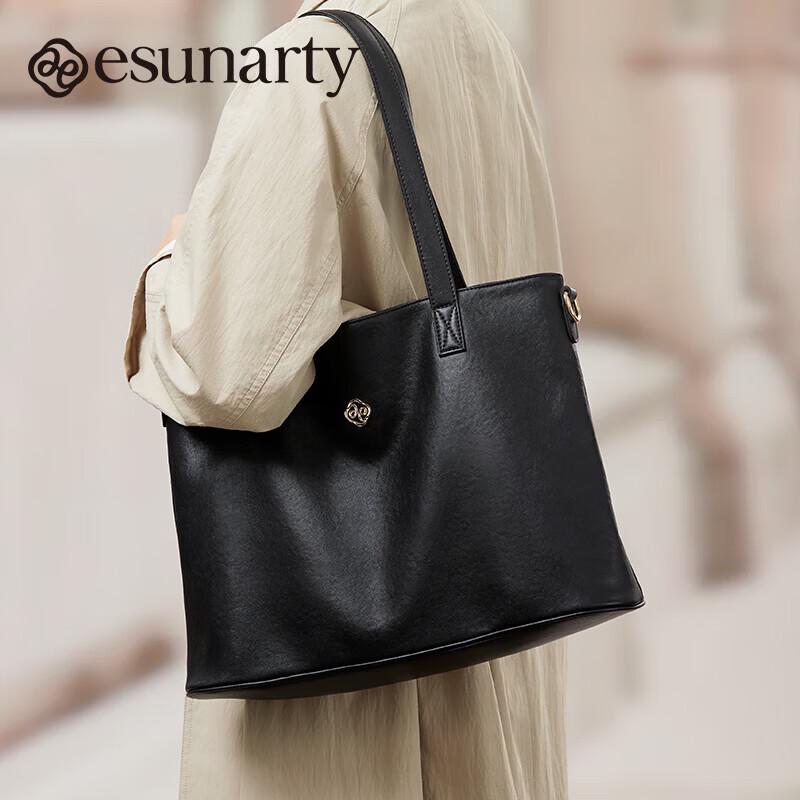 ESUNARTY Women s Genuine Leather Tote Shoulder Bag
