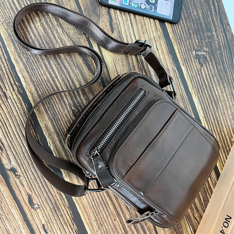 First Layer Cowhide Shoulder Bag Men's Cowhide Messenger Bag Casual Vertical Business Men's Bag Fashion Trend