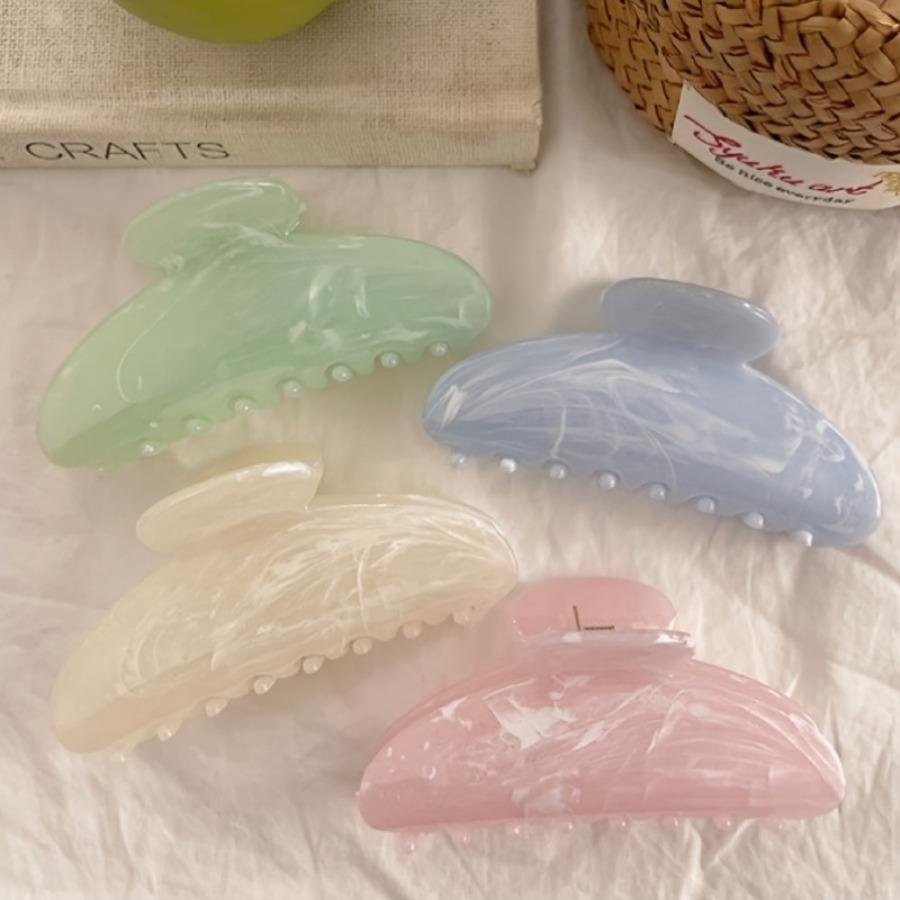 3-Color Set Marble Streamer Cloud Pattern Crescent Acetate Hair Clip, High-End Fashionable Sweet Hair Accessory