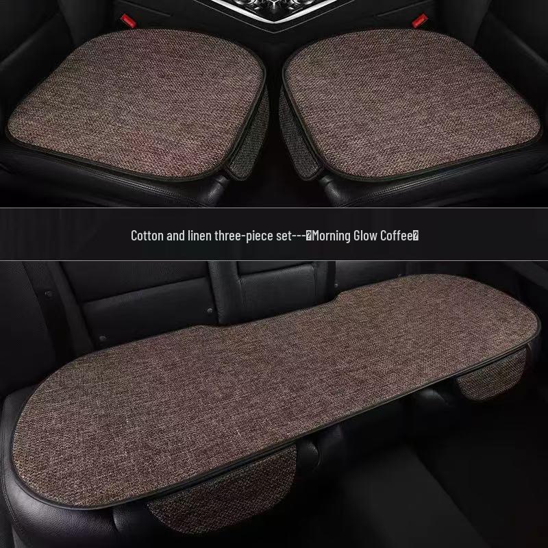 Breathable Non-slip Universal Car Seat Cushion Set, Four Seasons Linen, Three-piece Rear Row Pad