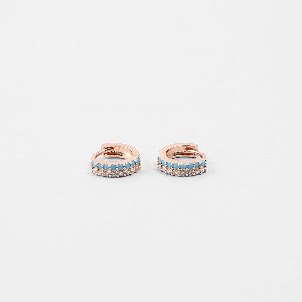 [Judy And Paul] Azuh Turquoise and Crystal Small Hoop Earrings E51505