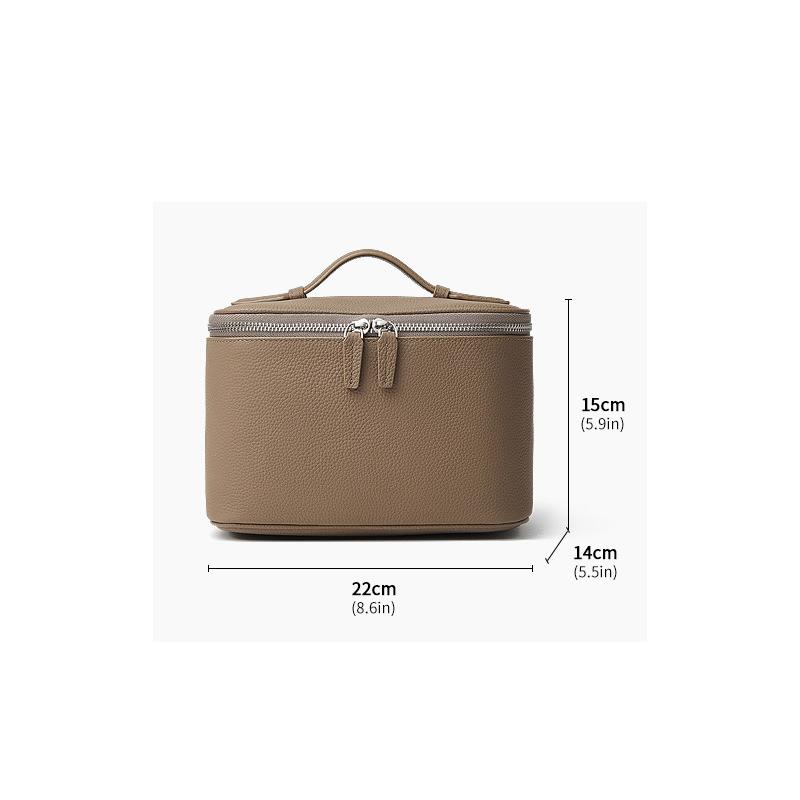 Portable Pebbled Leather Cosmetic Bag Fashion Solid Color Travel Makeup Organizer for Women