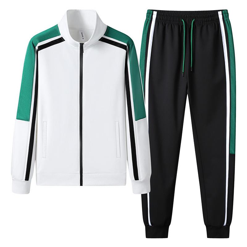 Fashion Korean Version Men's Patchwork Zippered Sportswear+Pants Set  New Spring Autumn Casual Jogging Fitness Two-Piece Set