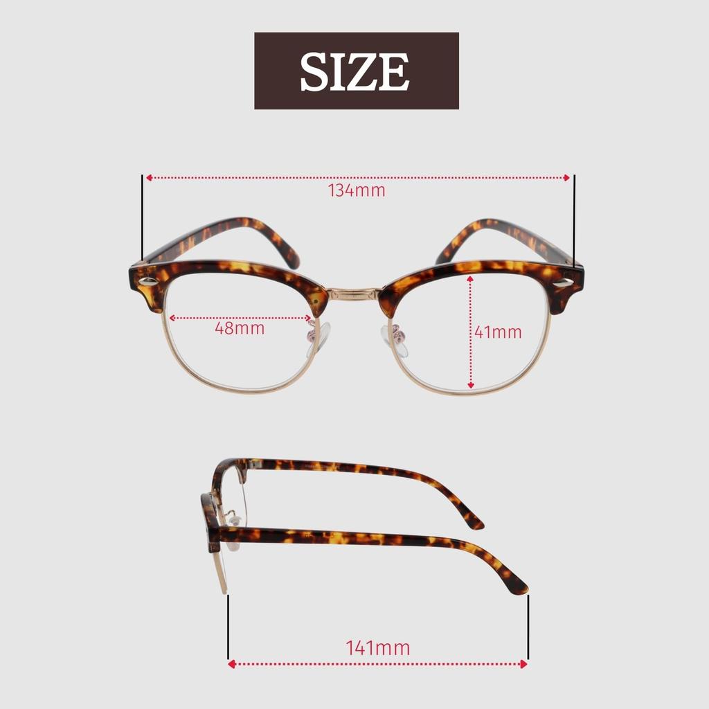 Enix Reading Blue Light Browline Tortoiseshell [ANYCCS] Glasses, Blocking, Frame, Pattern, Stylish, Lightweight, Men's & Women's (2.00)