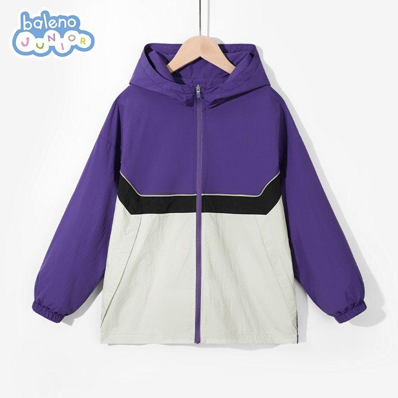 Baleno Kids Boys  Jacket Spring Children s Thin Hooded Jacket for Older Kids Spring and Autumn Waterproof Outdoor Clothing Deep Purple/Pure Color 110