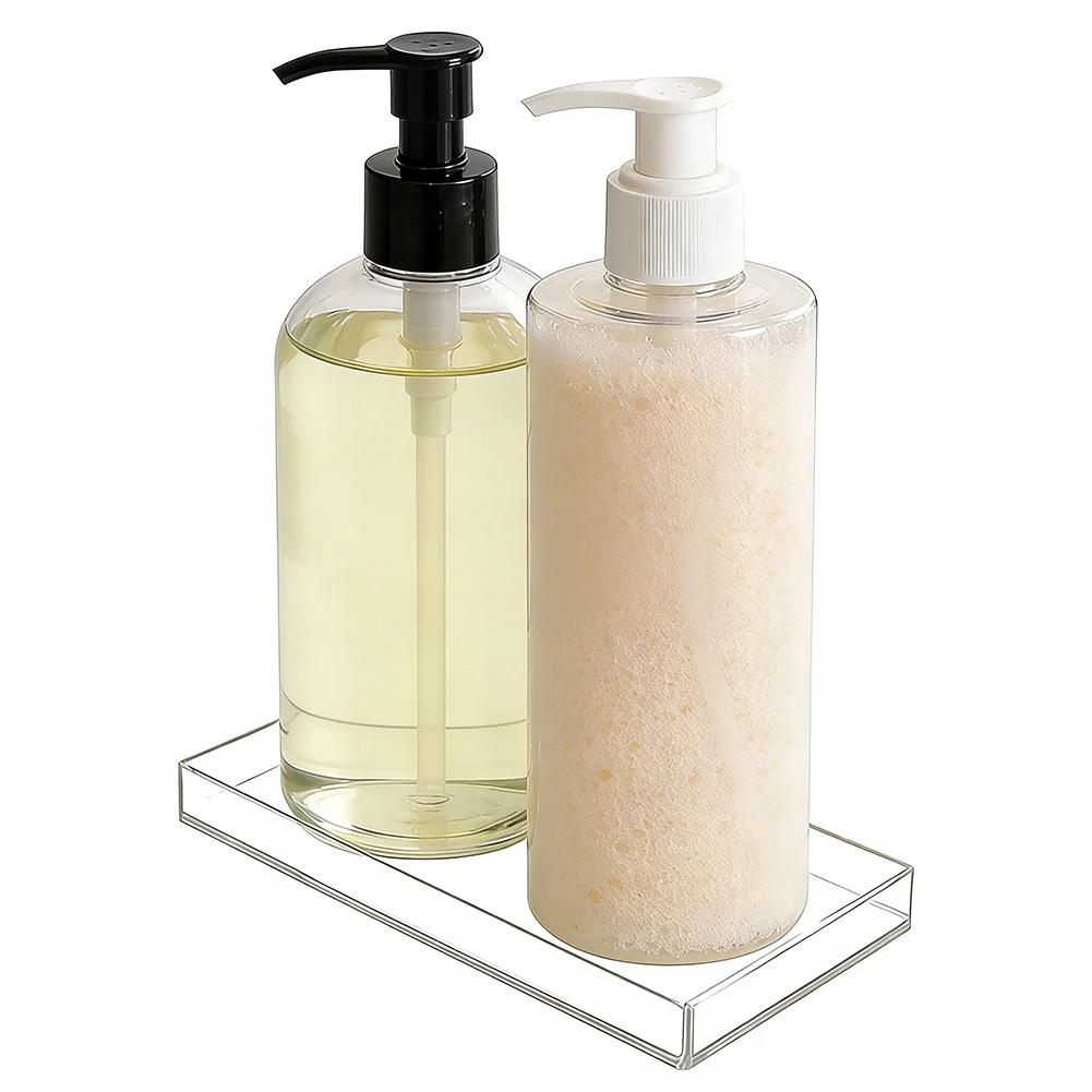 Clear Acrylic Bathroom Organizer Tray Handmade For Counter Storage Toiletries Toothpaste Toothbrush Holder And Cotton Pads