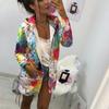 Wish New, Autumn Long-sleeved Printed Hooded Medium and Long Fleece Sweater