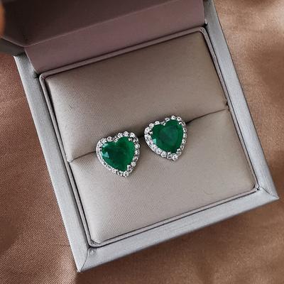 Jewelry Popular Imitation Emerald Necklace Pendant Emerald Ring Stud Earrings Set