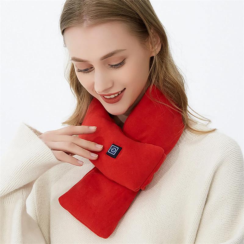 Usb Women Men Heating Scarf Temperature Scarf 3 Gears Wrap Fleece Washable Electric Neck Warmer Not Inclound Battery For Camping