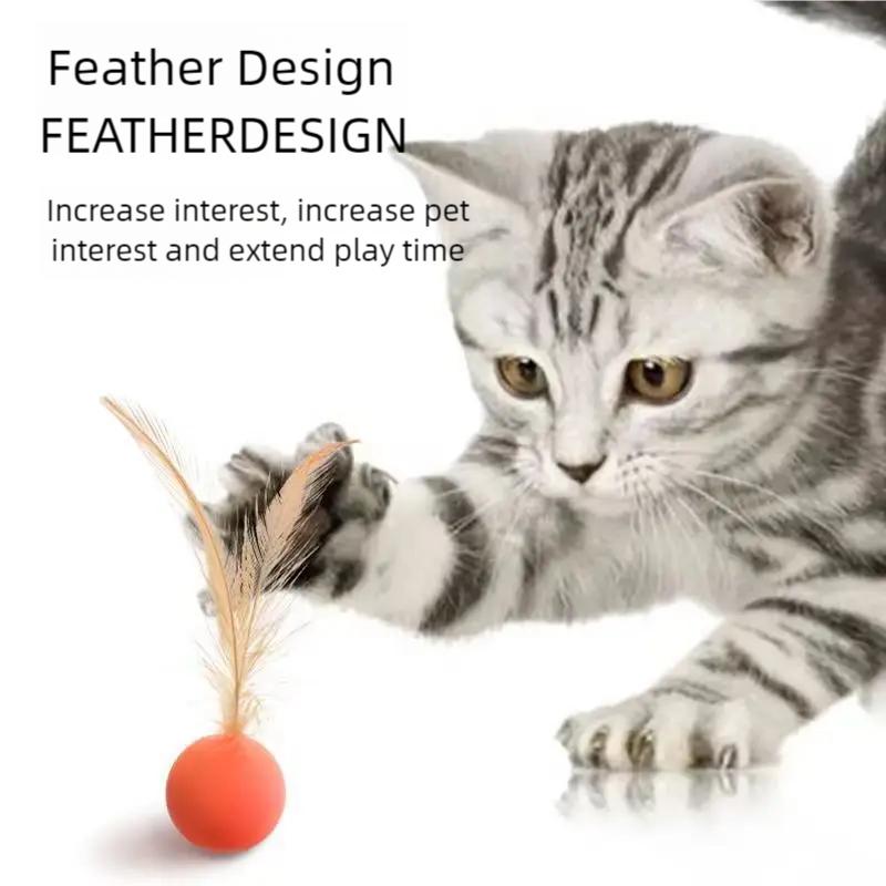 Funny Cat Elastic Ball Toy Interactive Balls Pet Supplies Feather Football Toys Dog Playthings Kitten