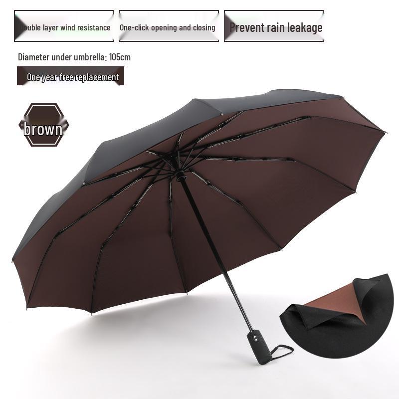 

Двухслойный ветрозащитный зонт с автоматическим складыванием - 10 спиц, унисекс, для солнца и дождя, креативный деловой стиль