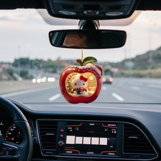 Christmas Ornament Cartoon Anime Cat In Red Fruit Christmas Tree Ornament 2D Acrylic Hanging Pendant for Holiday Home Decor